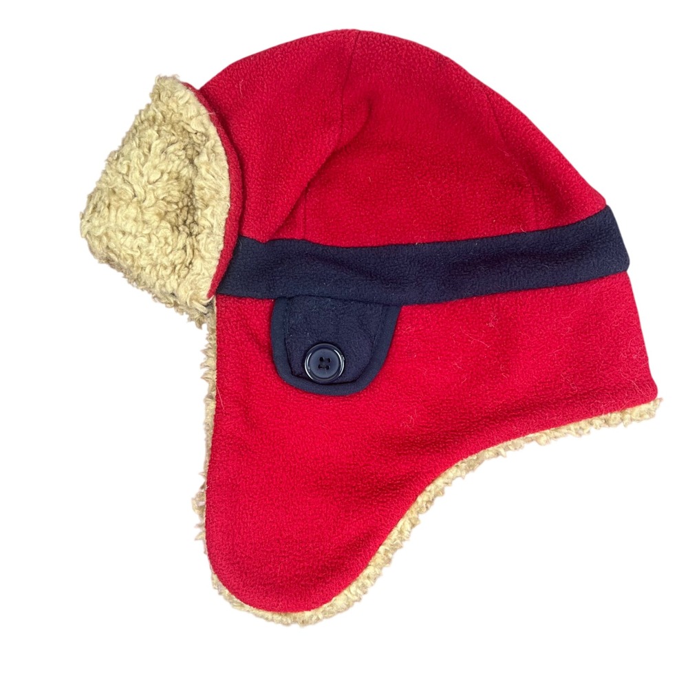 Gap Kids Russian Red Fleece Trapper Hat Faux Fur Ear Flaps S/M 296920-01